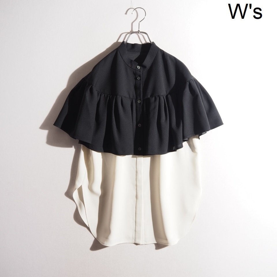 R1030f14 ▽ADORE アドーア▽ 25SS ケープブラウス ブラック ホワイト 