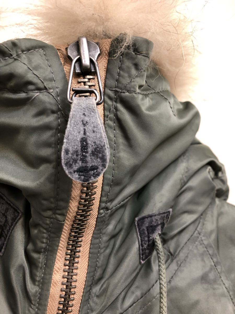 AVIREX アヴィレックス バックペイント ミリタリー フライトジャケット N-3B M オリーブグリーン 中綿 ラクーンファー_画像7