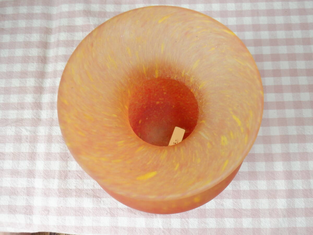 Ｅ９『ガラス製花瓶★赤色からオレンジ色へのグラデーション アメリカ製 アンティーク レトロ』～箱なし　インテリア小物にいかがですか？_画像5