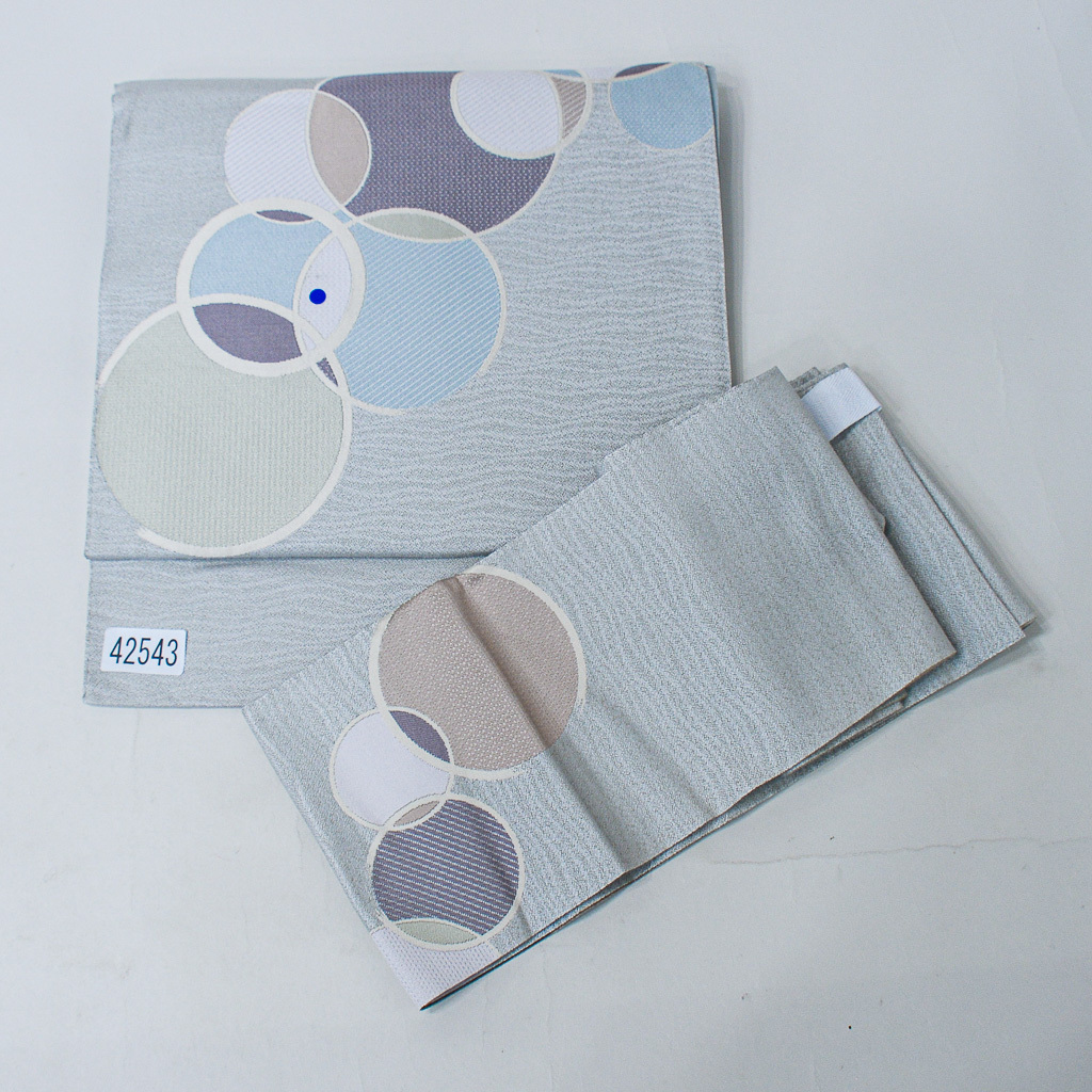 軽装帯 つけ帯 作り帯 名古屋帯 お太鼓 シルバーグレー 合繊 光沢あり 訪問着 小紋 和装着物 簡単着付け 簡単装着 (株)安田屋 NO42543_画像3