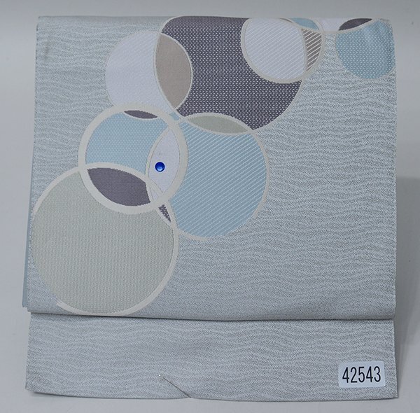 軽装帯 つけ帯 作り帯 名古屋帯 お太鼓 シルバーグレー 合繊 光沢あり 訪問着 小紋 和装着物 簡単着付け 簡単装着 (株)安田屋 NO42543_画像1