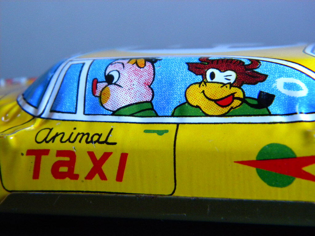  подлинная вещь **Animal TAXI сделано в Японии жестяная пластина хороший животное такси!! заяц корова лисица старый машина .. бегемот зоопарк ** не использовался неиспользуемый товар товар 