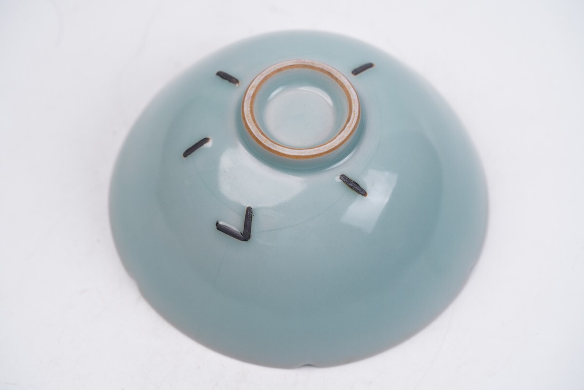 【萬藏】中國古美術(shù) 宋 龍泉窯 馬蝗絆茶碗 青磁 古美術(shù) 古玩 骨董品 唐物 時代物 當時物 置物 口徑15.5cm 高さ 7cm