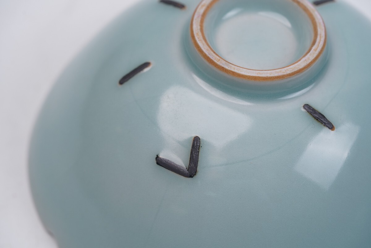 【萬藏】中國古美術(shù) 宋 龍泉窯 馬蝗絆茶碗 青磁 古美術(shù) 古玩 骨董品 唐物 時代物 當時物 置物 口徑15.5cm 高さ 7cm