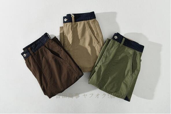 ☆新品エレガント カーゴパンツ チノパン メンズ ワークパンツ 切替 カジュアル ボトムス 作業ズボン アウトドア 珈琲色 W38_画像7
