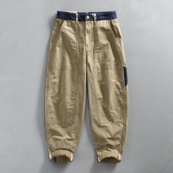 ☆新品エレガント カーゴパンツ チノパン メンズ ワークパンツ 切替 カジュアル ボトムス 作業ズボン アウトドア 珈琲色 W38_画像2