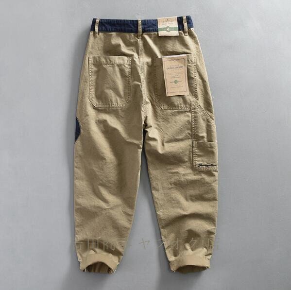 ☆新品エレガント カーゴパンツ チノパン メンズ ワークパンツ 切替 カジュアル ボトムス 作業ズボン アウトドア 珈琲色 W38_画像4