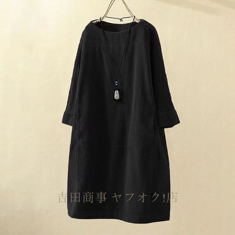A7266☆新品上質 膝丈 長袖 ワンピース ロング 大きいサイズ 6L 5L ワンピース ロング レディース 40代 チュニック 体型カバー_画像4