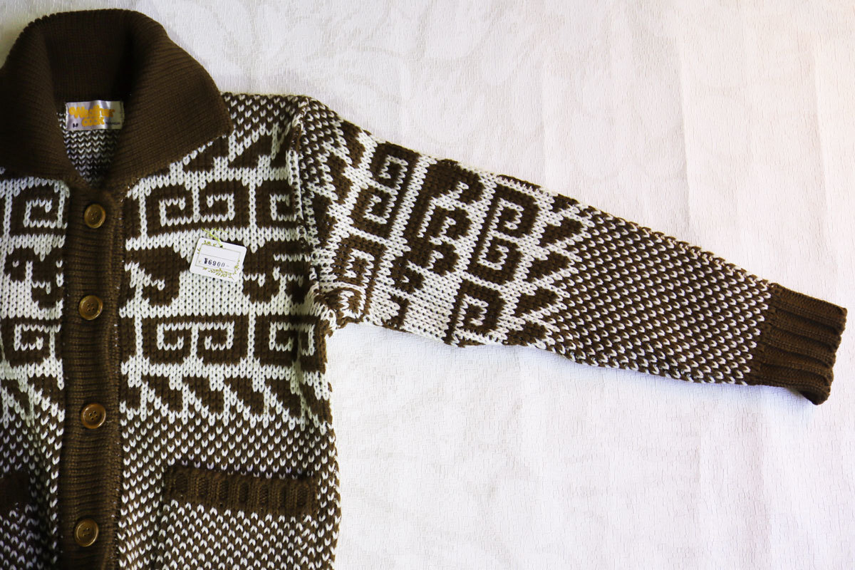 1193　昭和レトロ　子供服　女の子　長袖ニットカーディガン　ブラウン　150㎝　福助　新古品　未使用　長期保管品　値札付き　_画像5