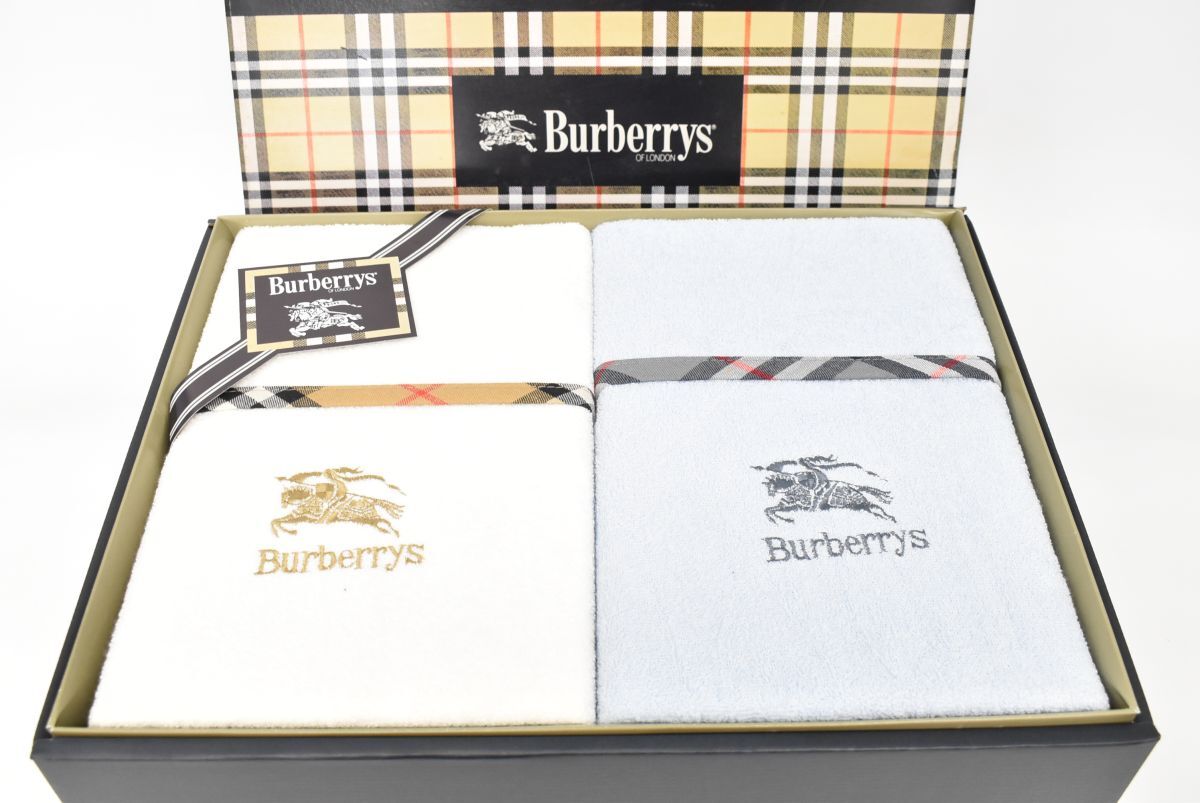 (1252L 0923M15) 1円～ 未使用 Burberry's バーバリーズ タオルシーツ 2枚入 140×240cm チェック ブルー ピンク 寢具