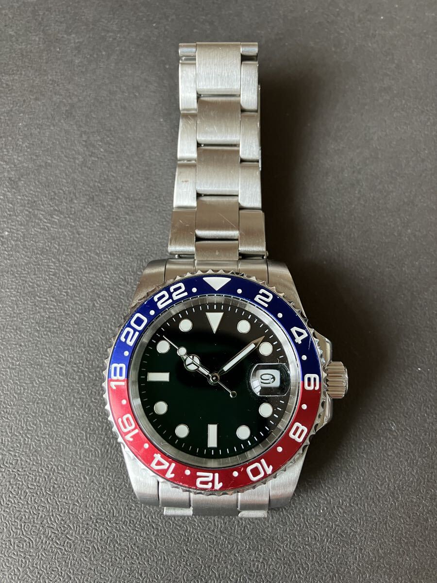 ノーロゴ メンズ 自動巻き used美品 ペプシ 稼動品 自動巻