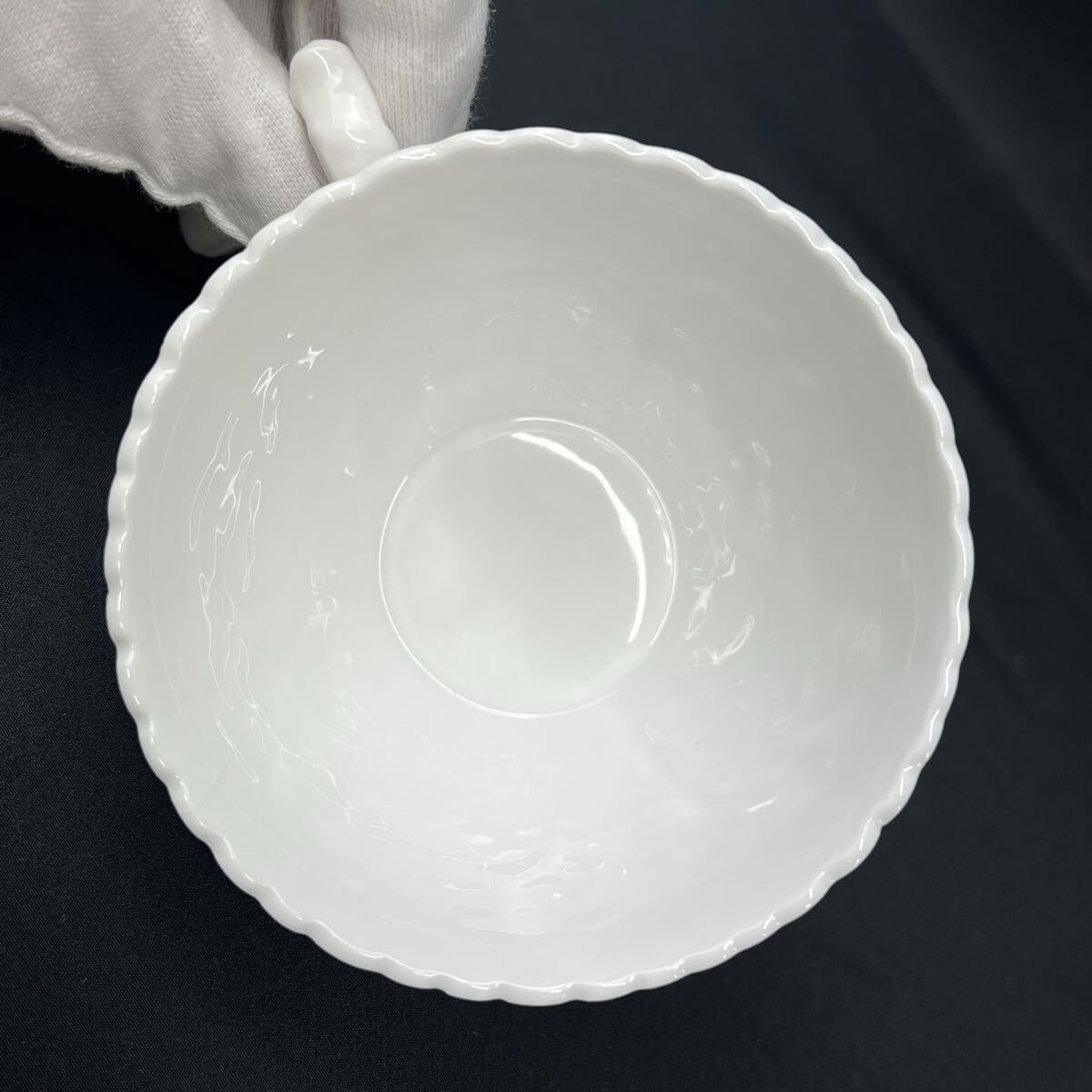 訳あり スポード Spode サヴォイ SAVOY カップ&ソーサー ペア キャベツモチーフ 白 ホワイト 洋食器 _画像4