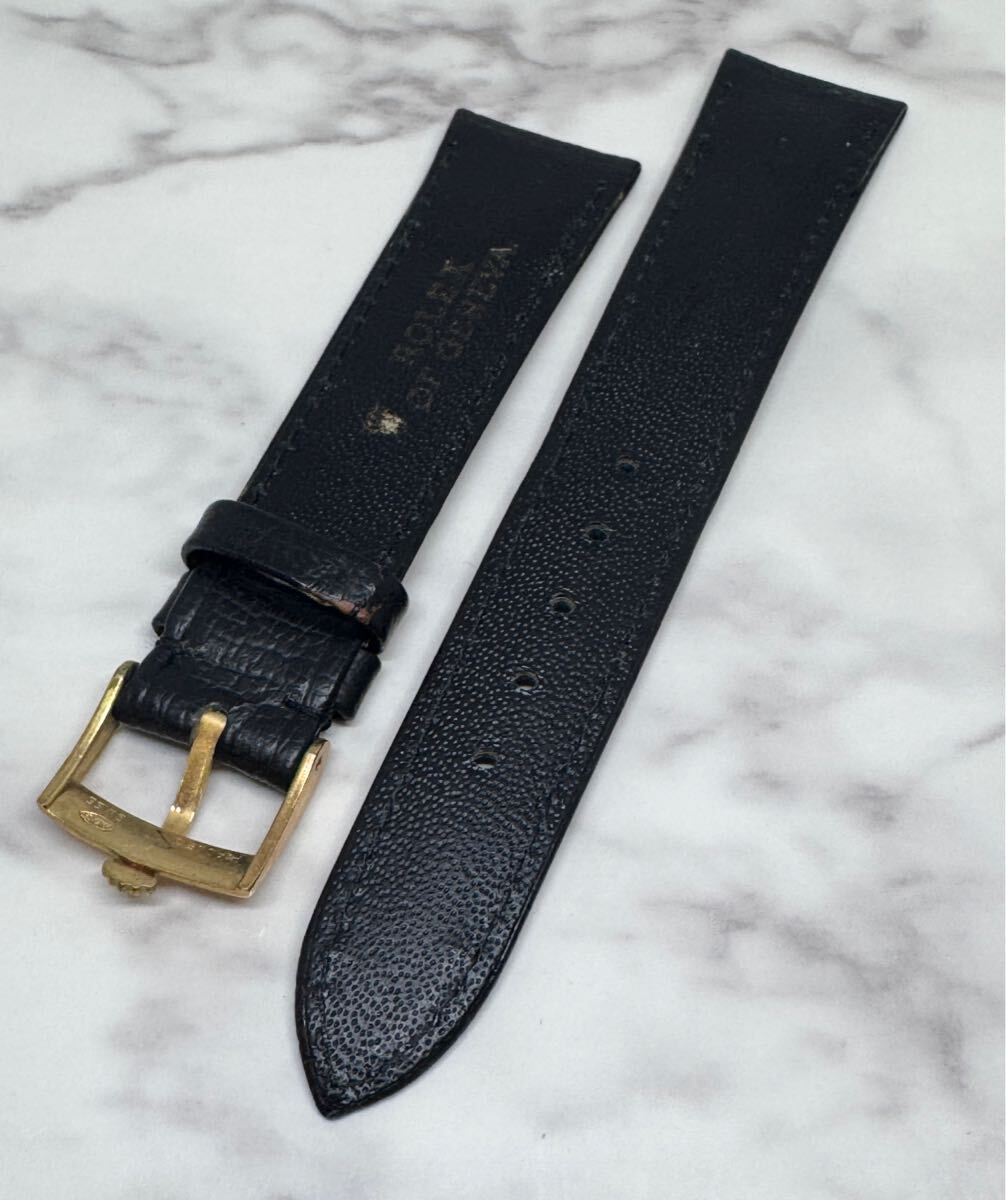 純正品　ROLEX ロレックス　金色尾錠付き　黒革ベルト　ベルト幅20mm 時計部品　パーツ　部品どり　時計ベルト　