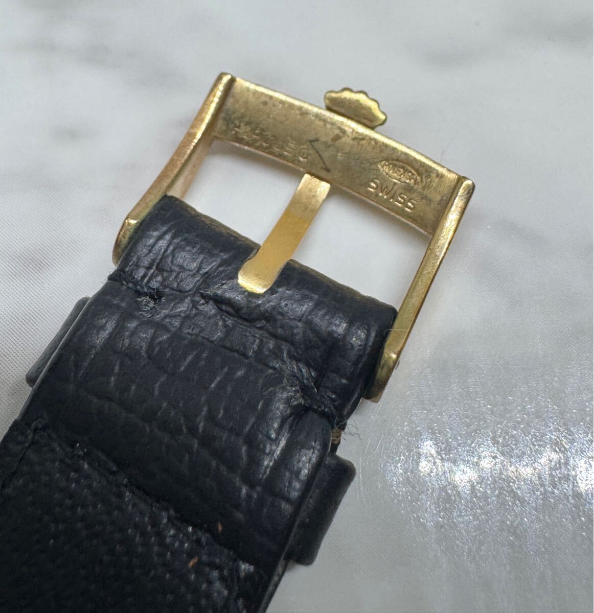 純正品　ROLEX ロレックス　金色尾錠付き　黒革ベルト　ベルト幅20mm 時計部品　パーツ　部品どり　時計ベルト　