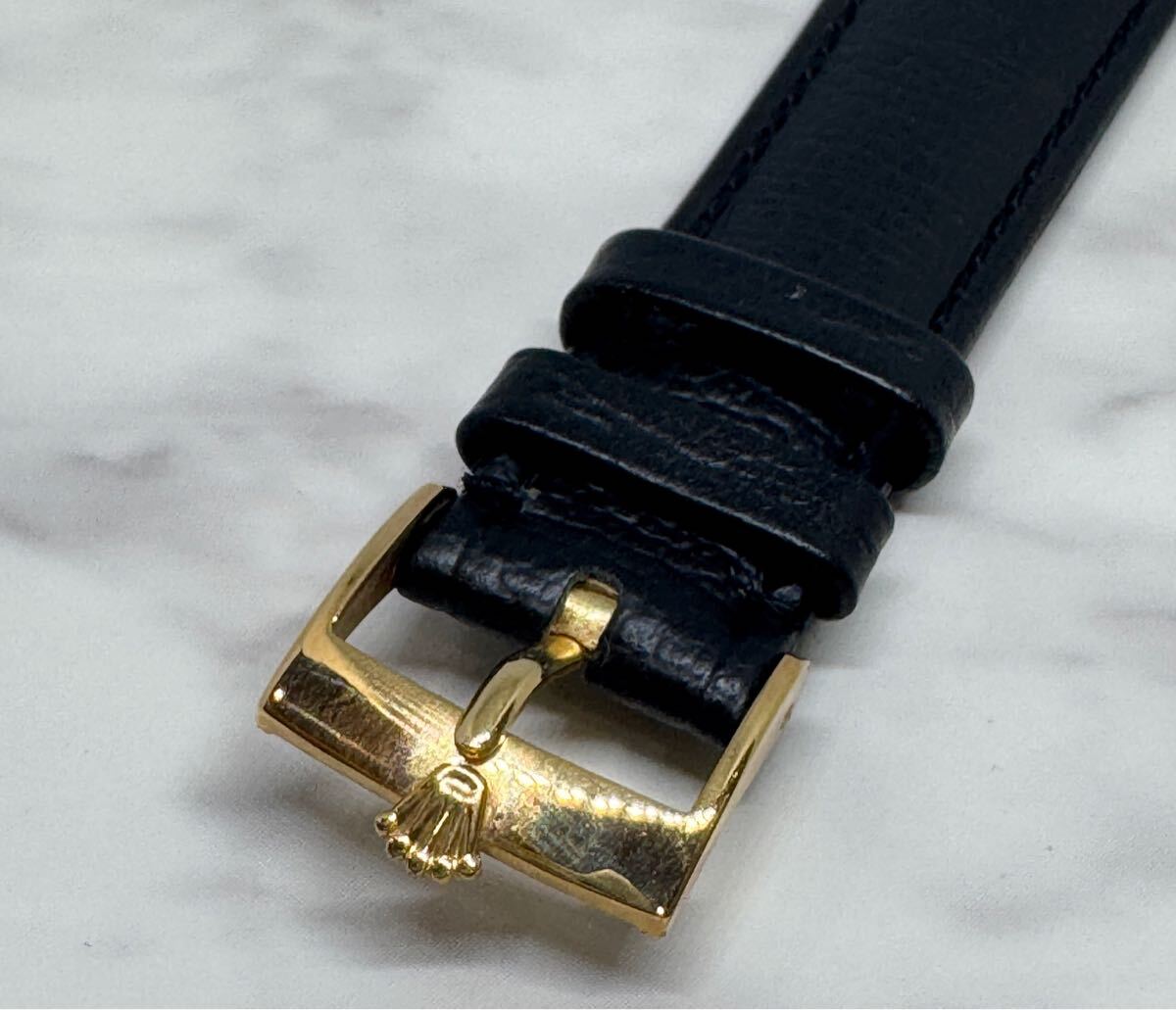純正品　ROLEX ロレックス　金色尾錠付き　黒革ベルト　ベルト幅20mm 時計部品　パーツ　部品どり　時計ベルト　