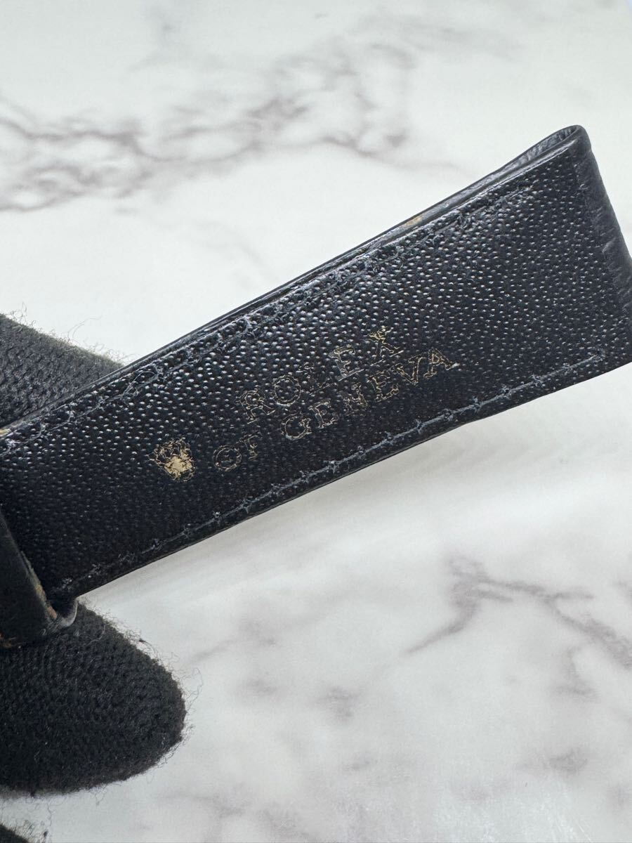 純正品　ROLEX ロレックス　金色尾錠付き　黒革ベルト　ベルト幅20mm 時計部品　パーツ　部品どり　時計ベルト　