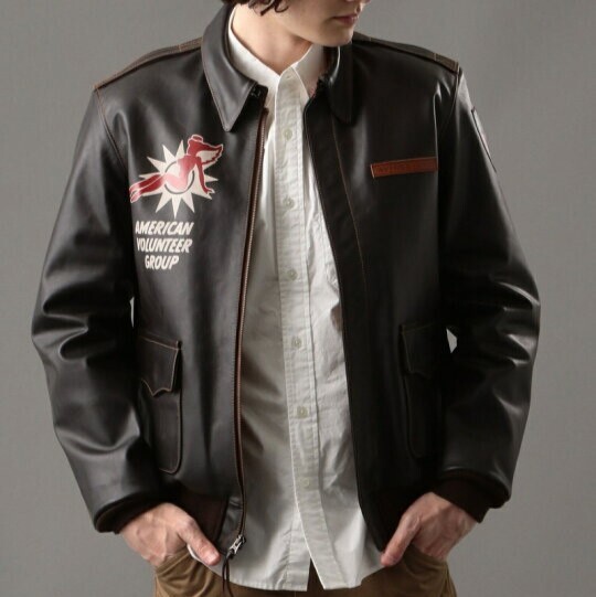 AVIREX アヴィレックス A-2 FLYING TIGERS フライングタイガー ホースハイド レザージャケット 6111042 40 BROWN 革ジャン フライト g22880_画像3