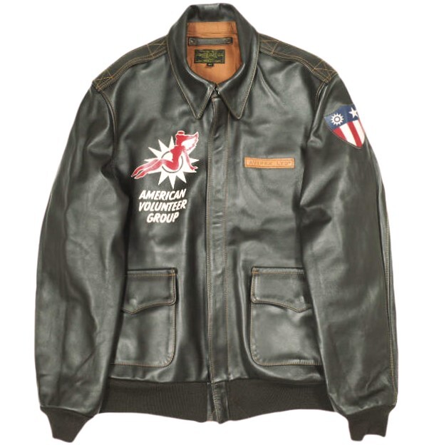 AVIREX アヴィレックス A-2 FLYING TIGERS フライングタイガー ホースハイド レザージャケット 6111042 40 BROWN 革ジャン フライト g22880_画像1