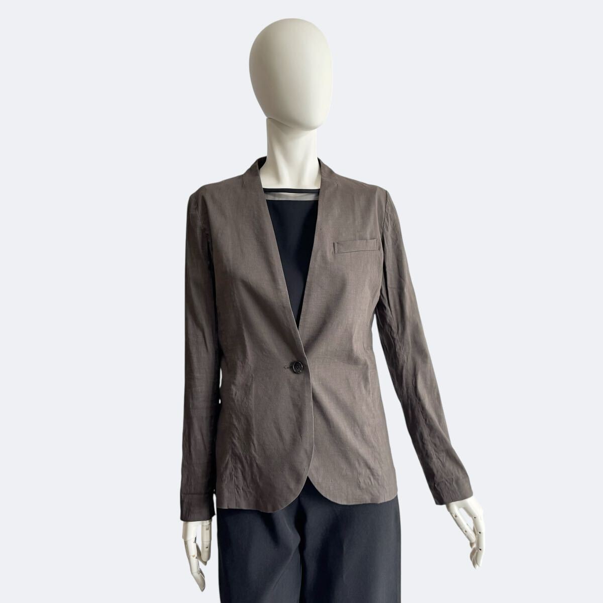 theory luxe セオリーリュクス ジャケット カーキ レディース 麻_画像1