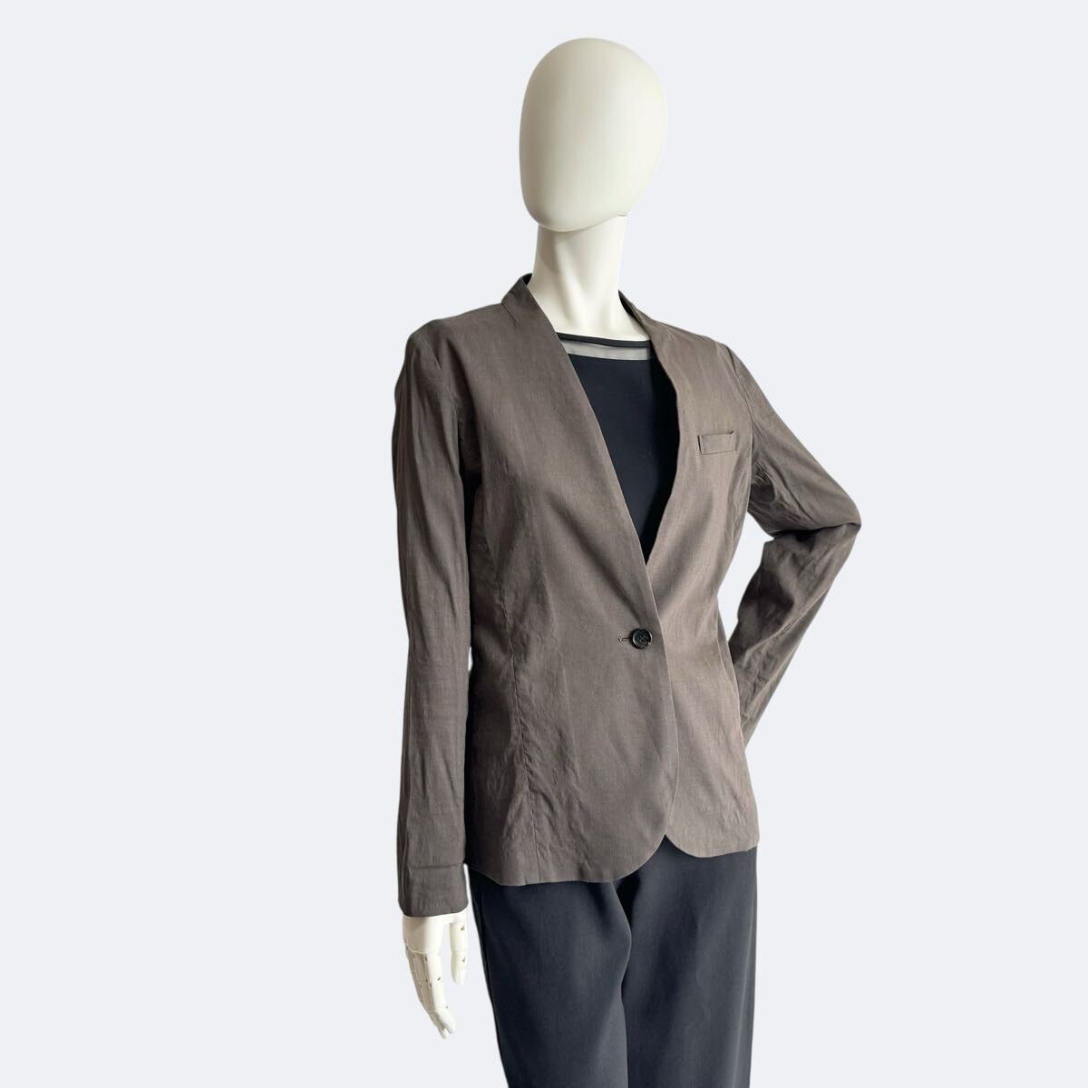 theory luxe セオリーリュクス ジャケット カーキ レディース 麻_画像2