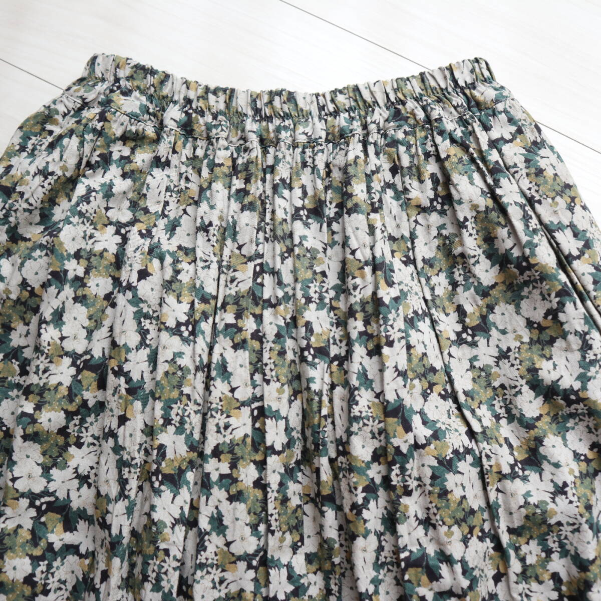 美品！秋冬★ichi-イチ-　ICHI ★ソフトビエラ花柄スカート/ウエスト総ゴム?ドローコード/サイズF（W66～92)