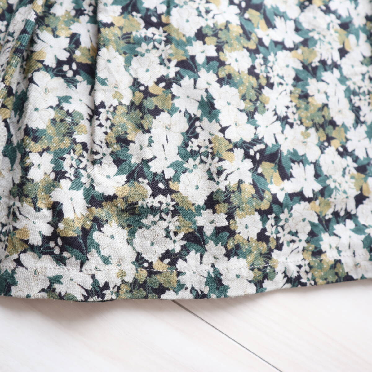 美品！秋冬★ichi-イチ-　ICHI ★ソフトビエラ花柄スカート/ウエスト総ゴム?ドローコード/サイズF（W66～92)