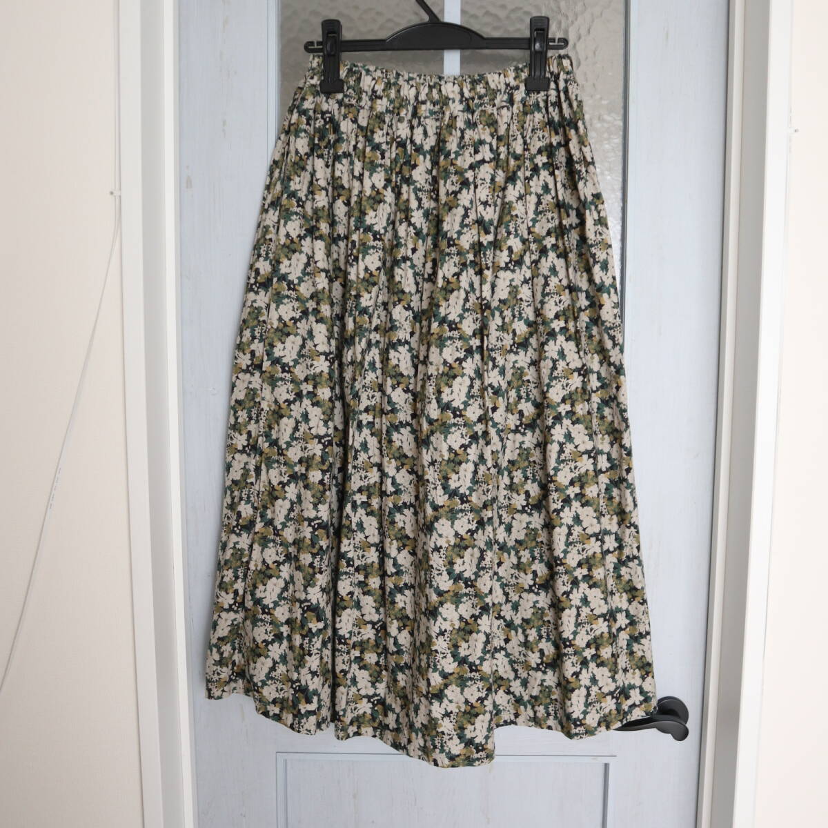 美品！秋冬★ichi-イチ-　ICHI ★ソフトビエラ花柄スカート/ウエスト総ゴム?ドローコード/サイズF（W66～92)