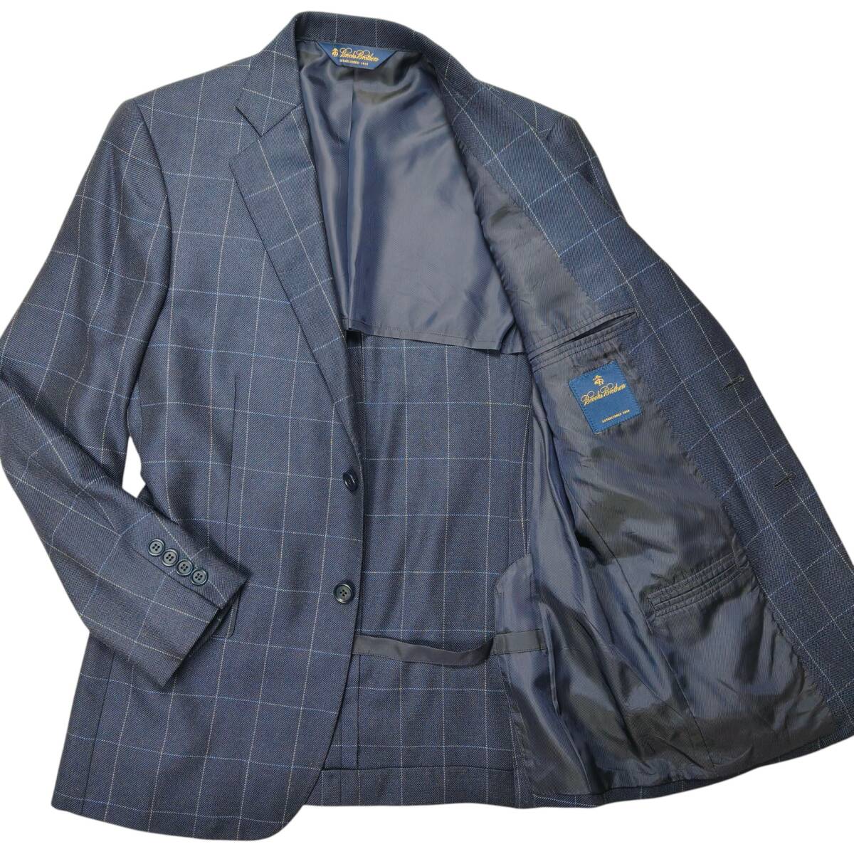 Brooks Brothers テーラードジャケット ネイビー ウィンドウペンチェック柄 シルク55％・ウール45％ サイズ36SHT M相当 2B サイドベンツ_画像1