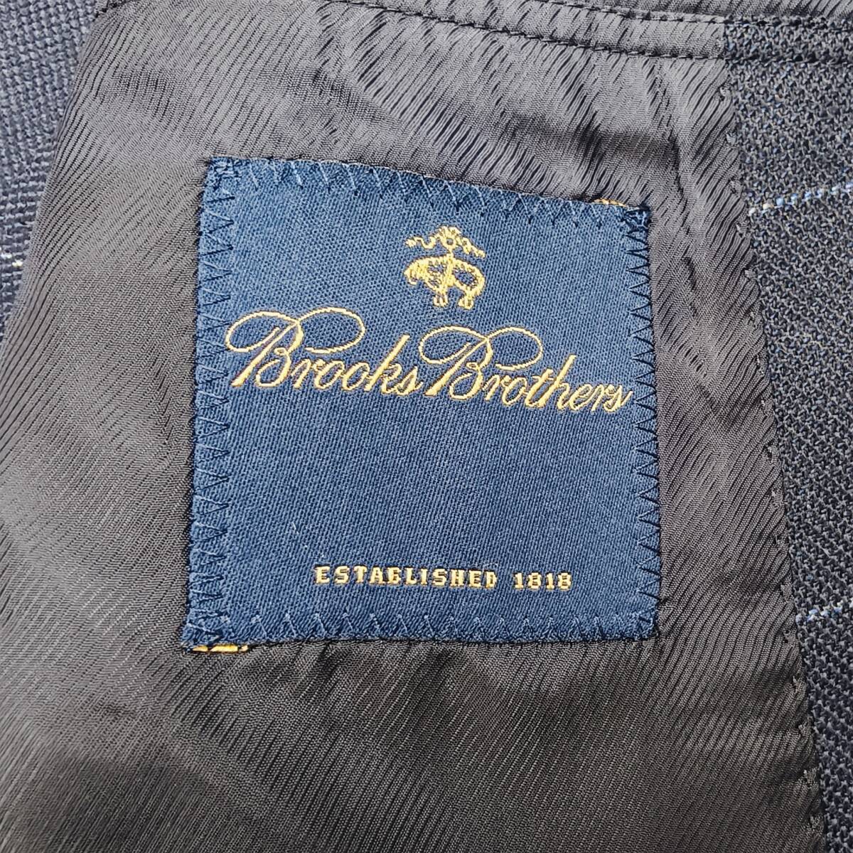Brooks Brothers テーラードジャケット ネイビー ウィンドウペンチェック柄 シルク55％・ウール45％ サイズ36SHT M相当 2B サイドベンツ_画像8