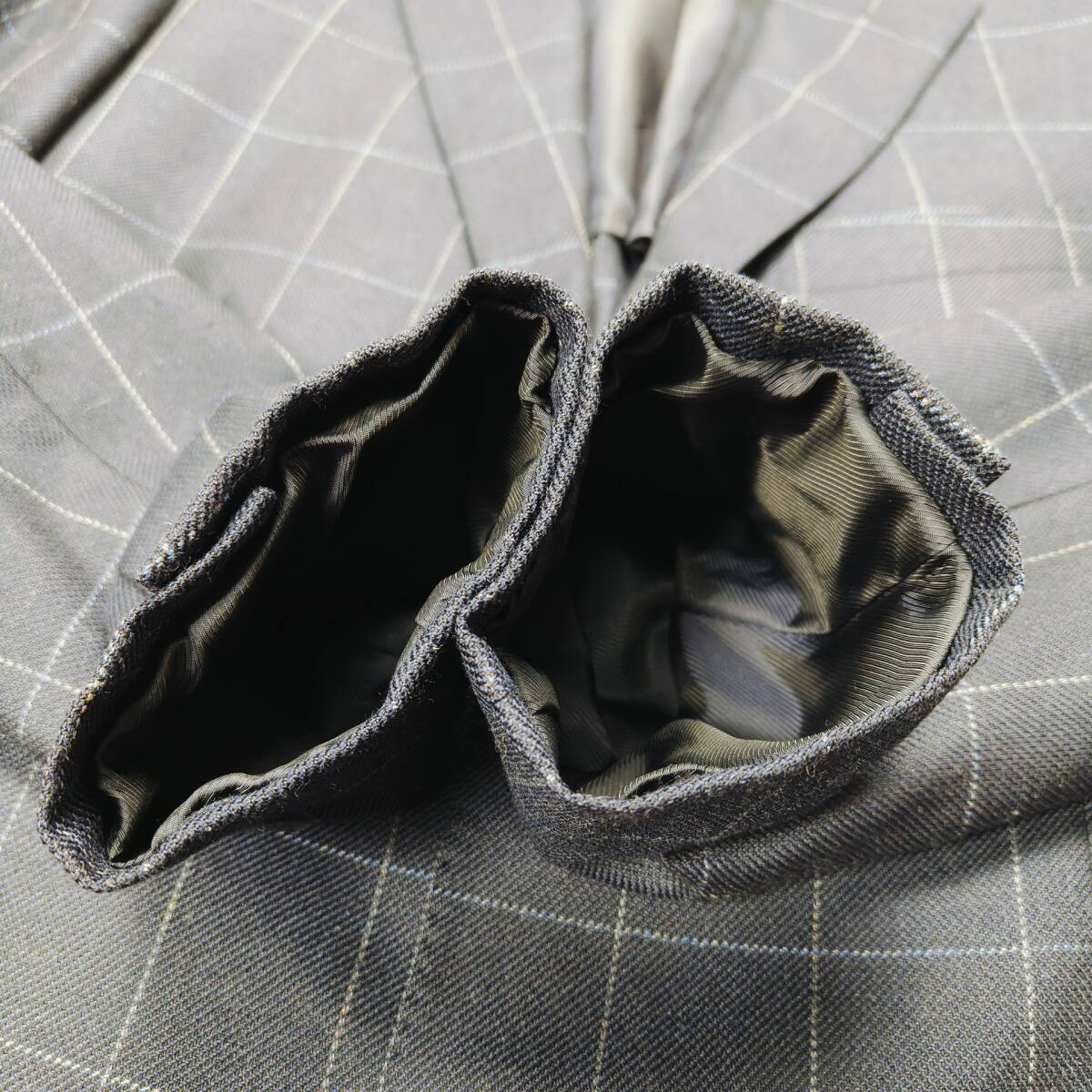 Brooks Brothers テーラードジャケット ネイビー ウィンドウペンチェック柄 シルク55％・ウール45％ サイズ36SHT M相当 2B サイドベンツ_画像7