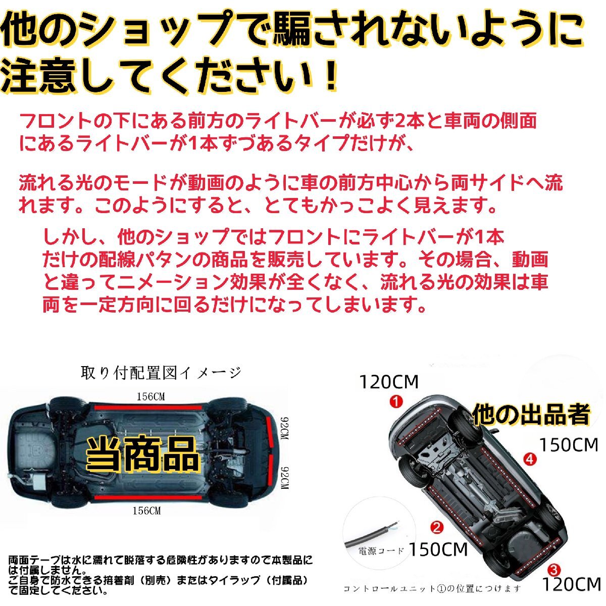 2025 流れるブルートゥースコントロール LEDアンダーライト LEDテープライト 車 イルミネーション LEDライト RGB_画像2