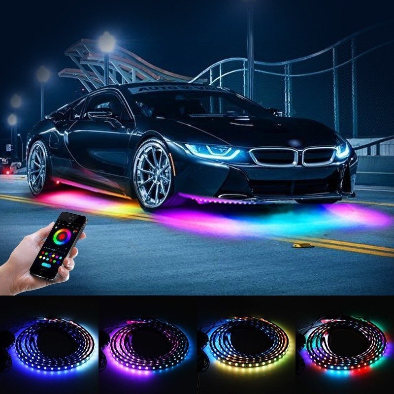 2025 流れるブルートゥースコントロール LEDアンダーライト LEDテープライト 車 イルミネーション LEDライト RGB_画像1