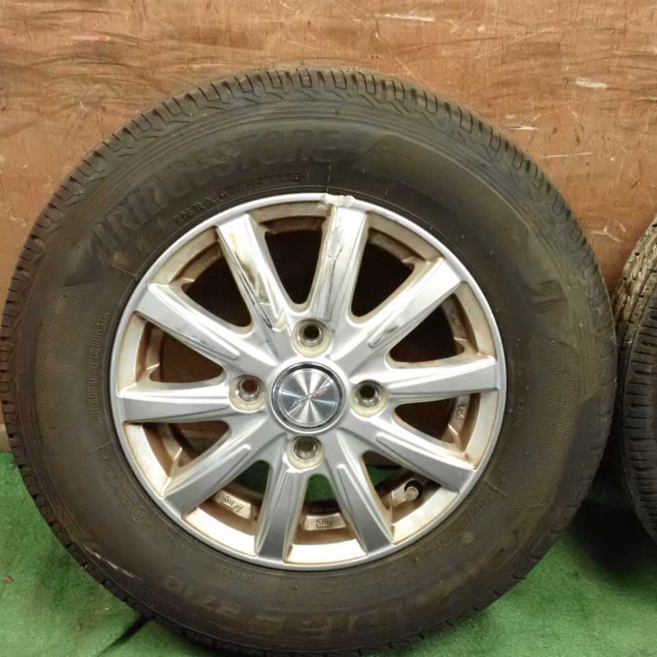 平成26年 エブリイバン DA64V 外し JOKER ジョーカー アルミホイール タイヤ 4本セット 4穴 BRIDGESTONE 145/80R12 12インチ 中古 即決_画像2