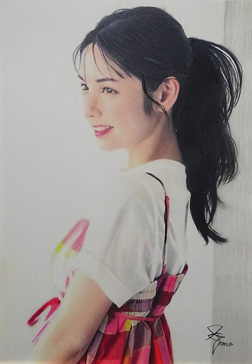 『作品4420』S.Tomo氏直筆色鉛筆畫(huà) 超美品 美人畫(huà) 新品額裝
