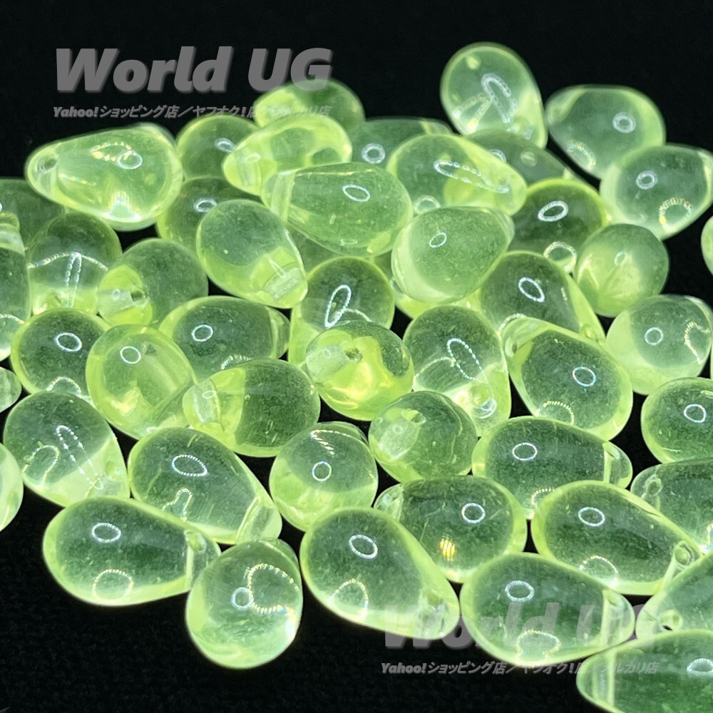 ウランガラス ペアドロップビーズ 黄色透明10mm 20粒_画像4