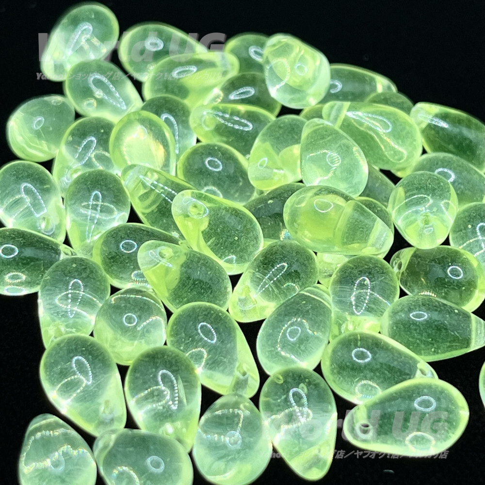 ウランガラス ペアドロップビーズ 黄色透明10mm 20粒_画像5