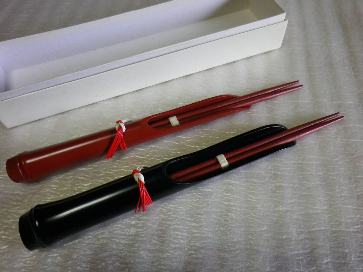 箸立て付き　箸２膳　お正月？　未使用長期保管品_画像2