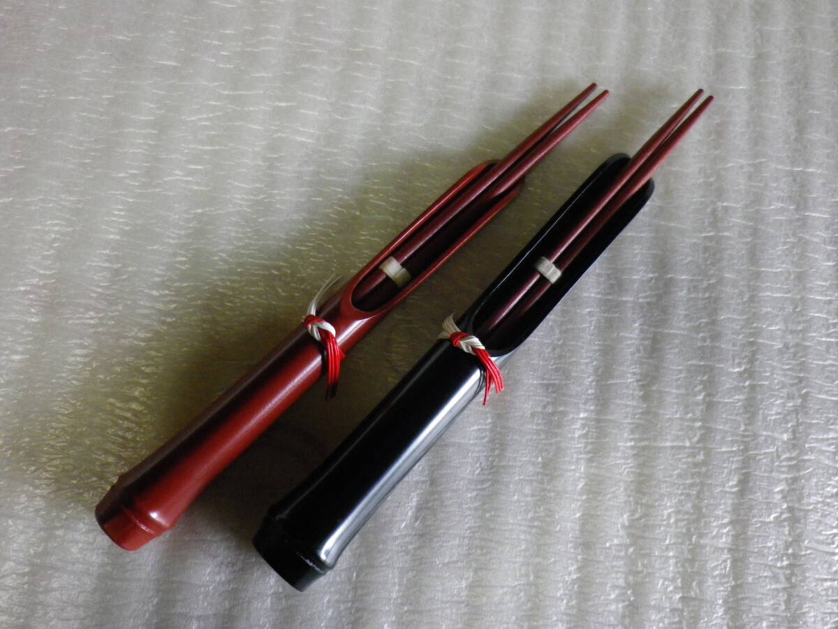 箸立て付き　箸２膳　お正月？　未使用長期保管品_画像1