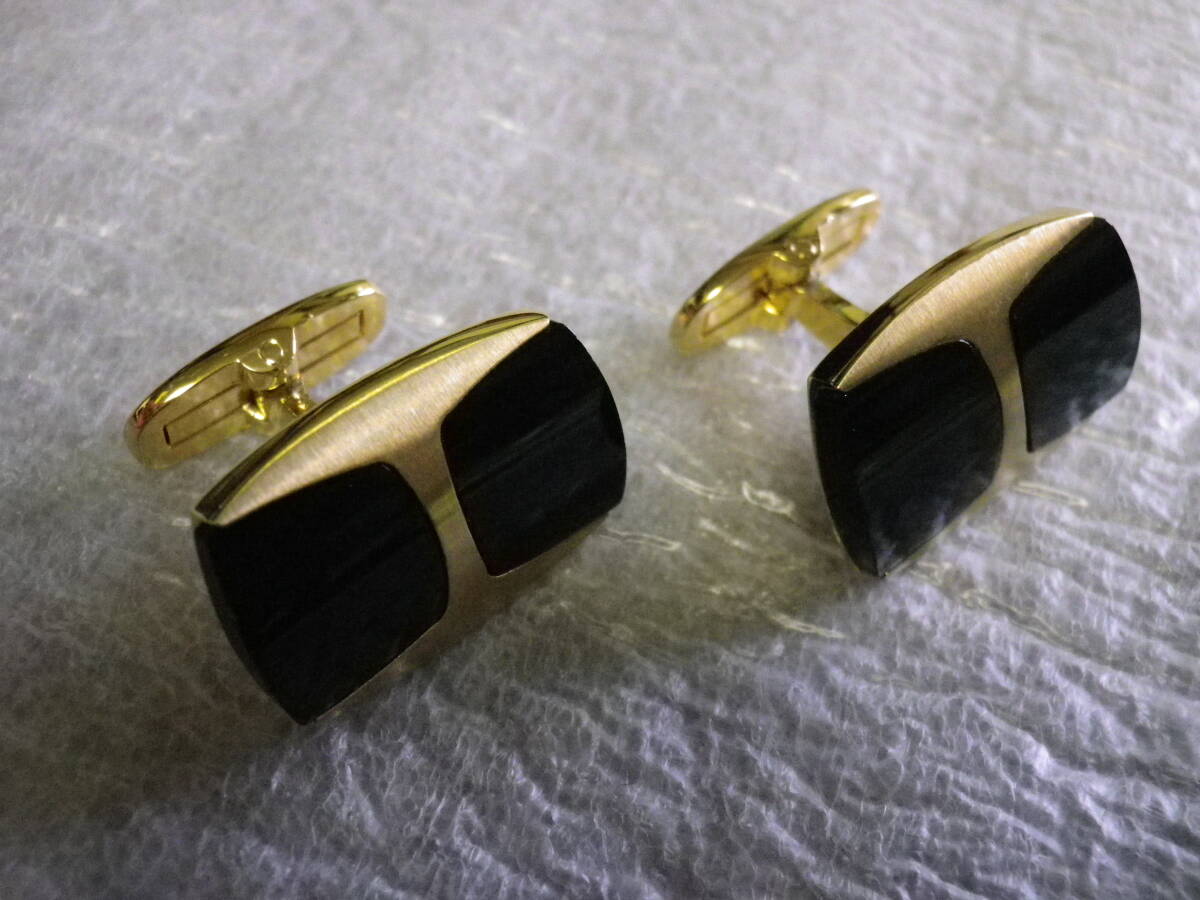 カフスセット　アンティーク品　黒/金　オニキス　長期保管品_画像1