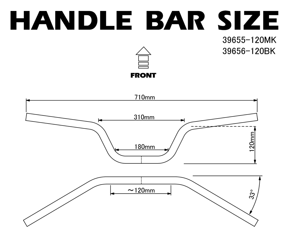 新品 ハンドルバー 高さ120mm スチール マッドブラック 黒 / XJR400R XJR1200 XJR1300 RZ250R RZ350R TW250 セロー トリッカー WR250_画像5