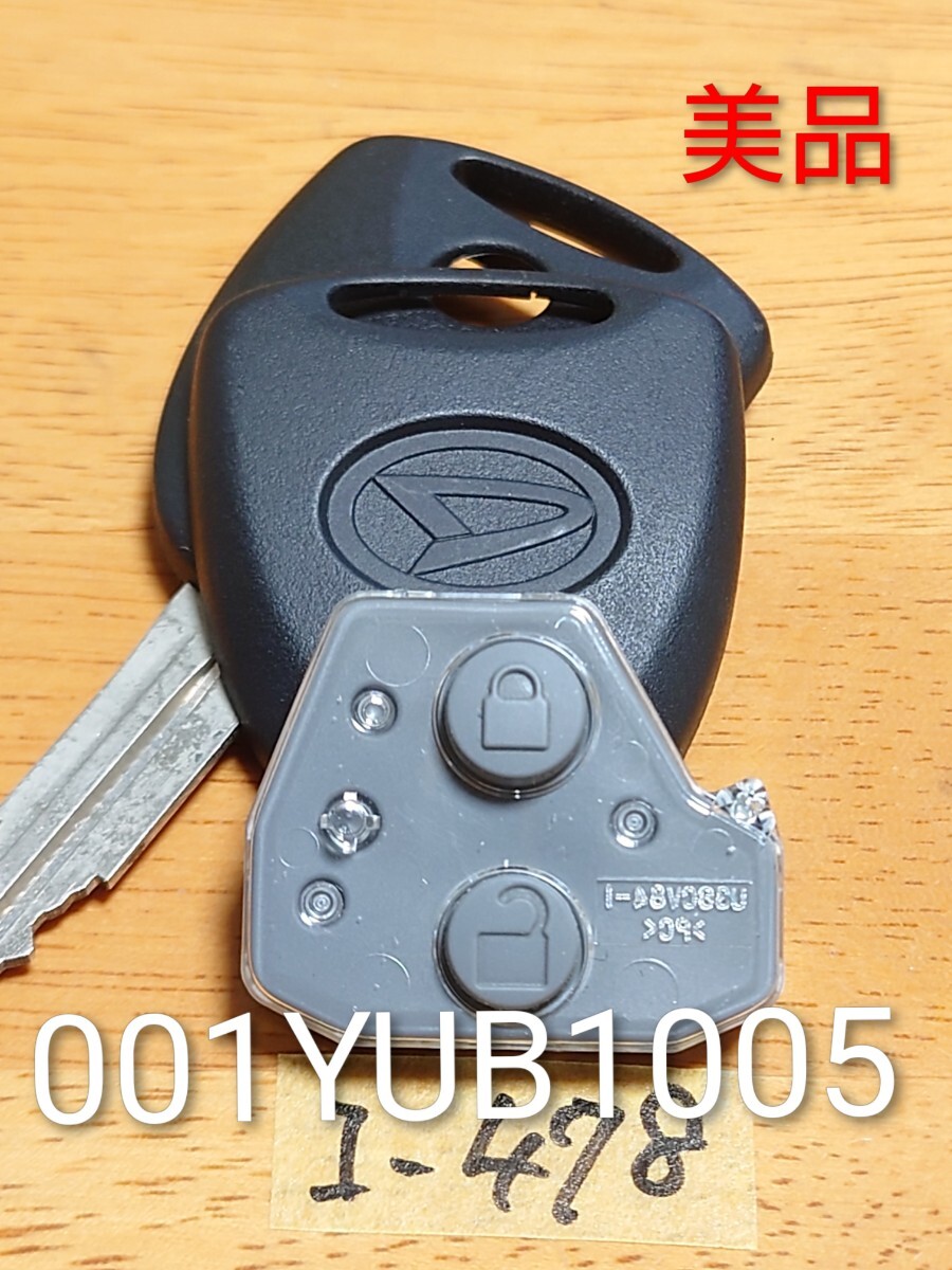 I-478 【美品】 ダイハツ 純正 キーレス ムーヴ/ミラ/ミライース/タント/ミラココア等 【基盤 001YUB1005】 2ボタン グレーボタン 追跡あり