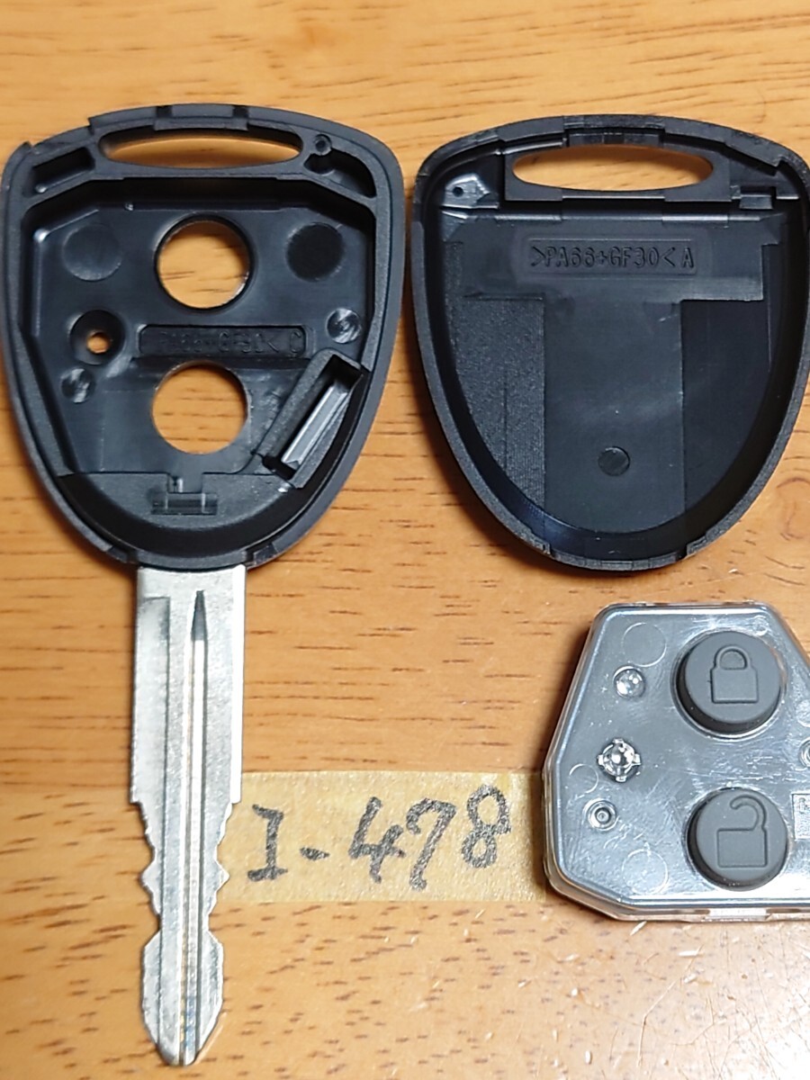 I-478 【美品】 ダイハツ 純正 キーレス ムーヴ/ミラ/ミライース/タント/ミラココア等 【基盤 001YUB1005】 2ボタン グレーボタン 追跡あり