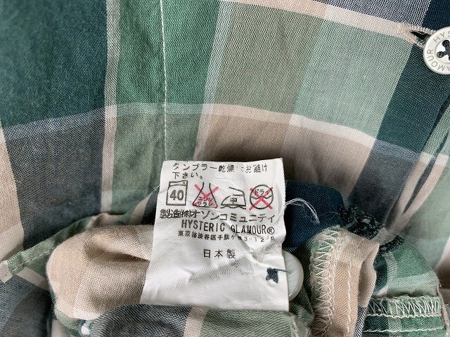 HYSTERIC GLAMOUR / ヒステリック?グラマー チェックシャツ 長(zhǎng)袖 レディース サイズ : F(フリー) グリーン系