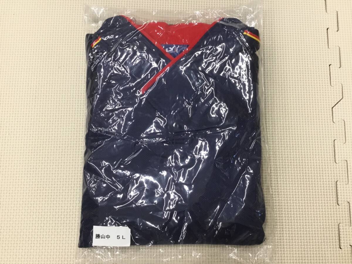 S1565 新品【勝山中学校】スクールスポーツウェア 長袖 サイズ 5L/AILY/衿付き/紺x赤x黄/ジャージ/中学生/男女兼用/大きいサイズ