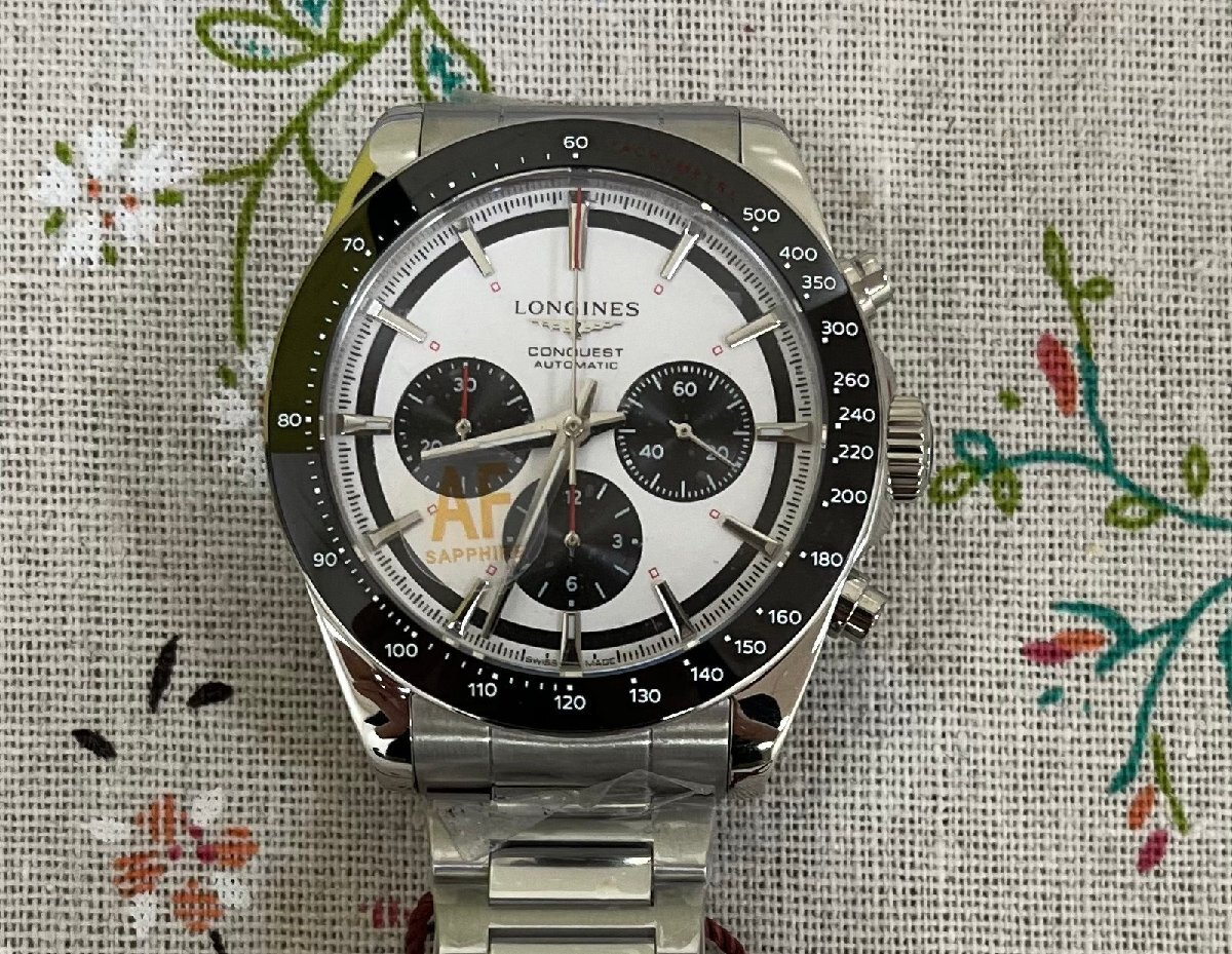 LONGINES ロンジン コンクエスト クロノグラフ ウォッチ 腕時(shí)計(jì) 自動(dòng)巻き 42mm シルバー文字盤 L3.835.4.72.6