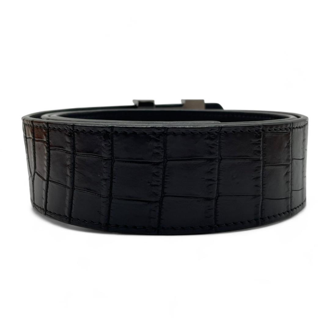 ★【新品同様】ルイヴィトン LOUIS VUITTON クロコダイル LVサンチュール イニシアル ベルト ノワール ブラック M9896 メンズ★