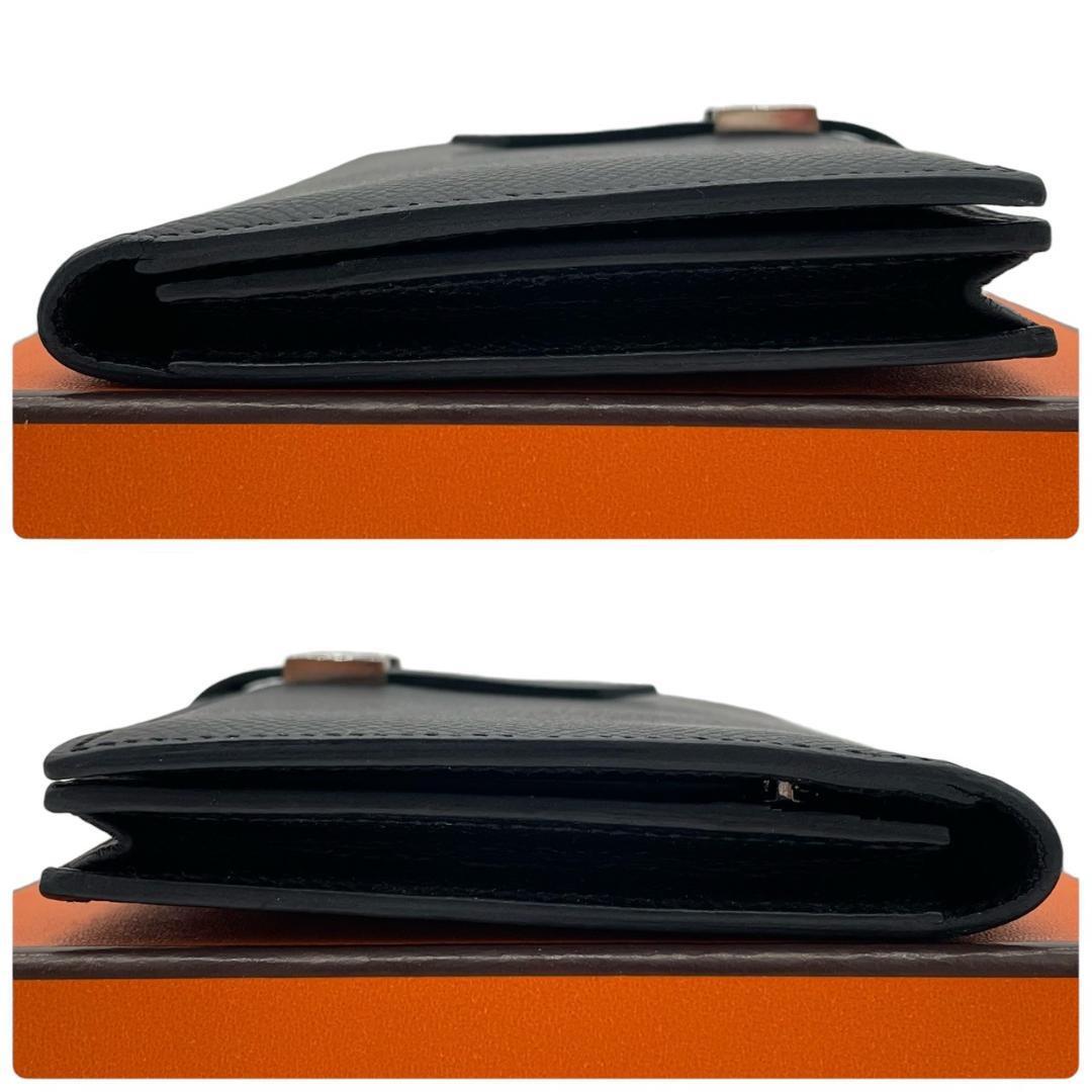 ★【新品同様】エルメス HERMES ヴォーエプソン ベアンスフレ 二つ折り長財布 ブラック X刻印 シルバー金具 メンズ レディース★