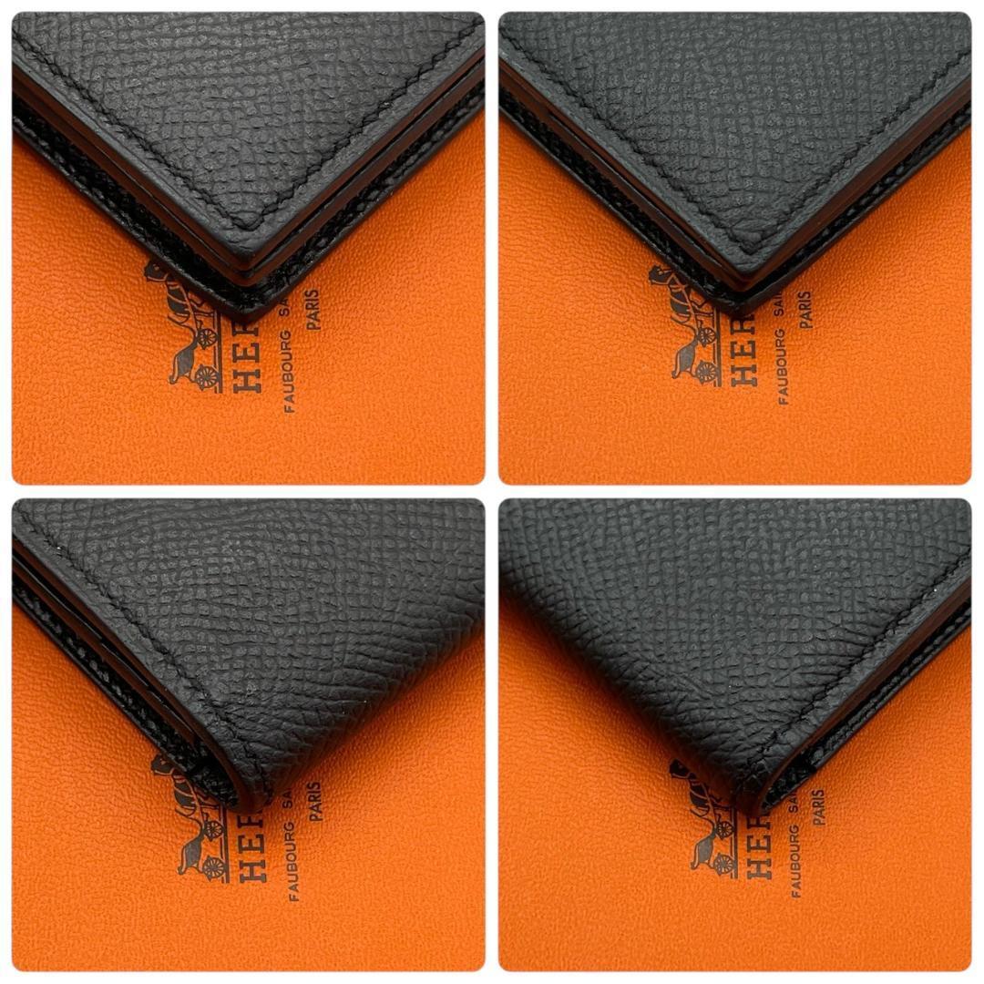 ★【新品同様】エルメス HERMES ヴォーエプソン ベアンスフレ 二つ折り長財布 ブラック X刻印 シルバー金具 メンズ レディース★