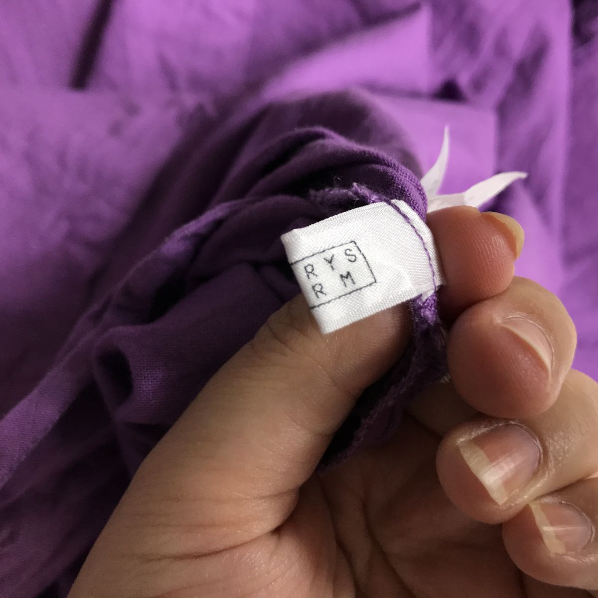 ○ LOWRYS FARM ローリーズファーム　リネンブレンド　パープル　フレア　ワンピース