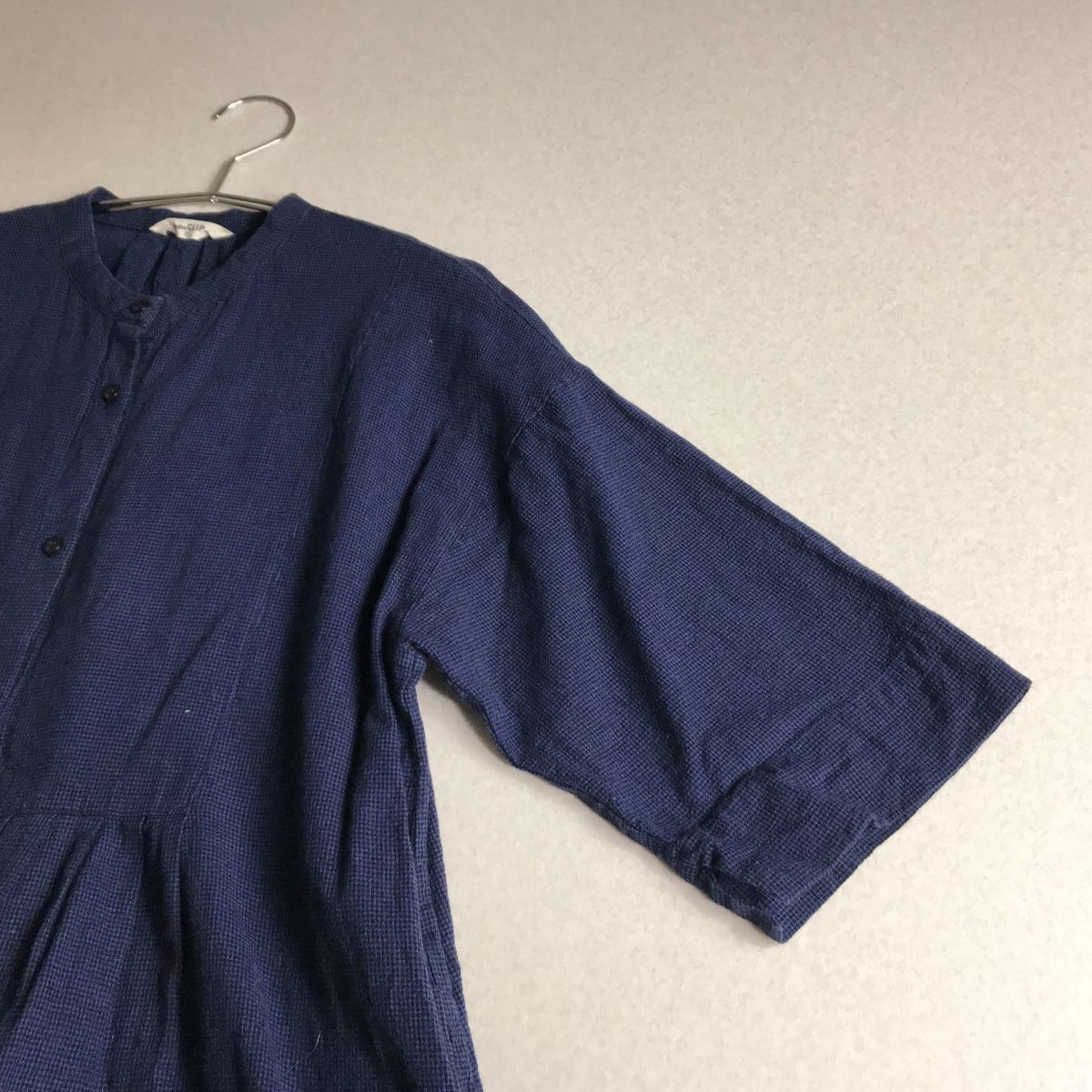 ○ studio clip スタディオクリップ バンドカラー　コットン　ワンピース　橫幅ゆったり　體型カバー